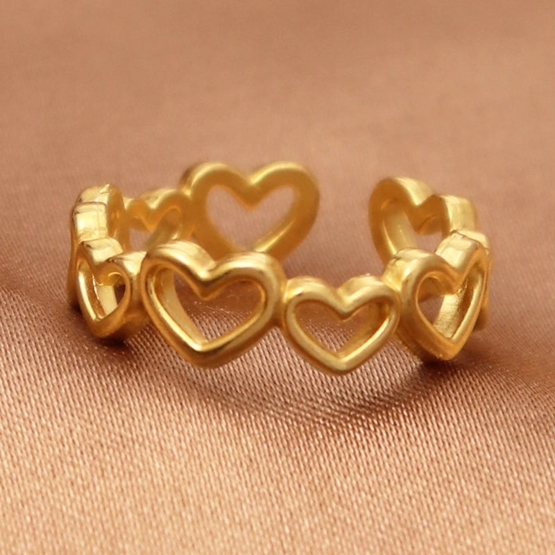 Casual Retro Geometric Titanium Steel Natural Stone Inlay Open Rings