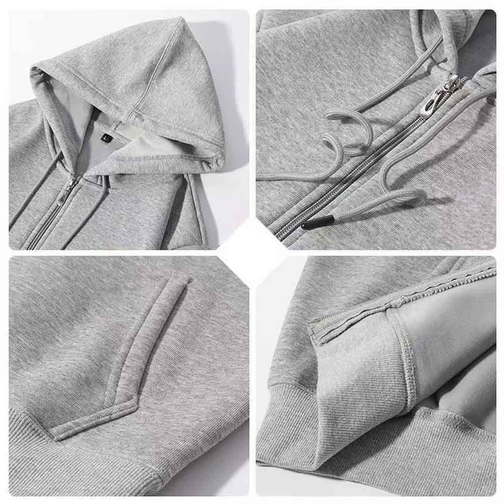 Men's Vintage Fleece Pocket Full Zip Long Sleeve Hoodie Jacket