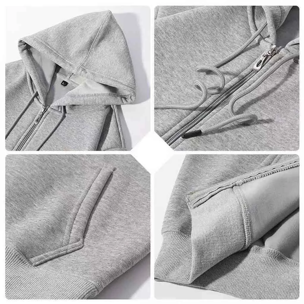 Men's Vintage Fleece Pocket Full Zip Long Sleeve Hoodie Jacket