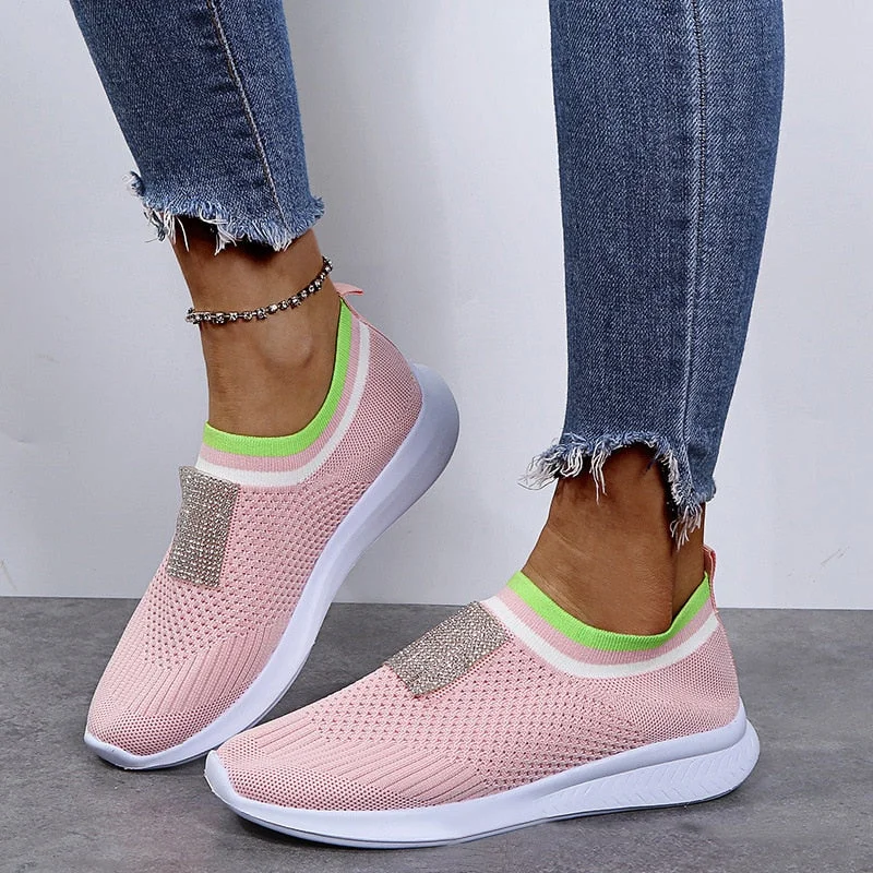 Women Casual Shoes Fashion Breathable Walking Mesh Flat Shoes Sneakers Women 2021 Tenis Feminino Pink Black  Shoes Women