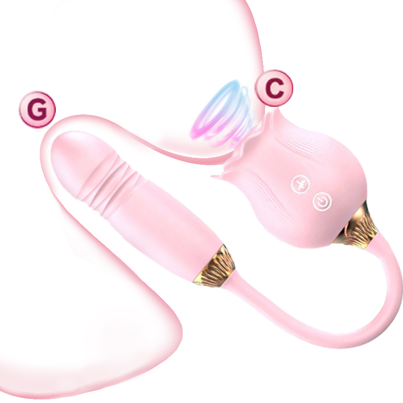 Adult Rose Toy Suction Vibrator With Thrusting Dildo - Rose Toy