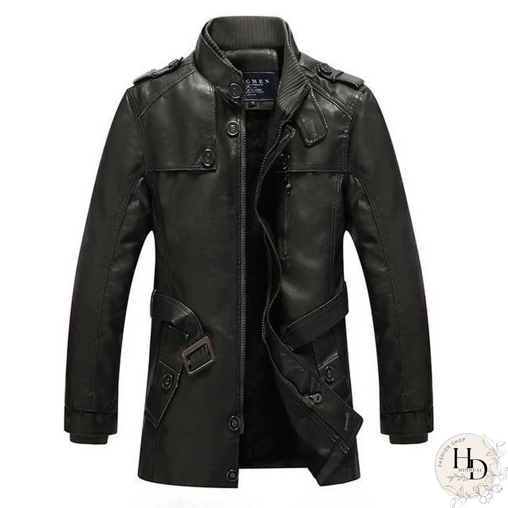 Winter Leather Jacket Mens Casual Warm Mens Long Leather Trench Coat Washed PU Leather Motorcycle Jacket Plus size 4XL