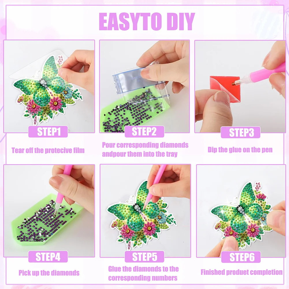 8Pcs Butterfly Special Shaped Diamond Painting Fridge Magnet Fridge Stickers