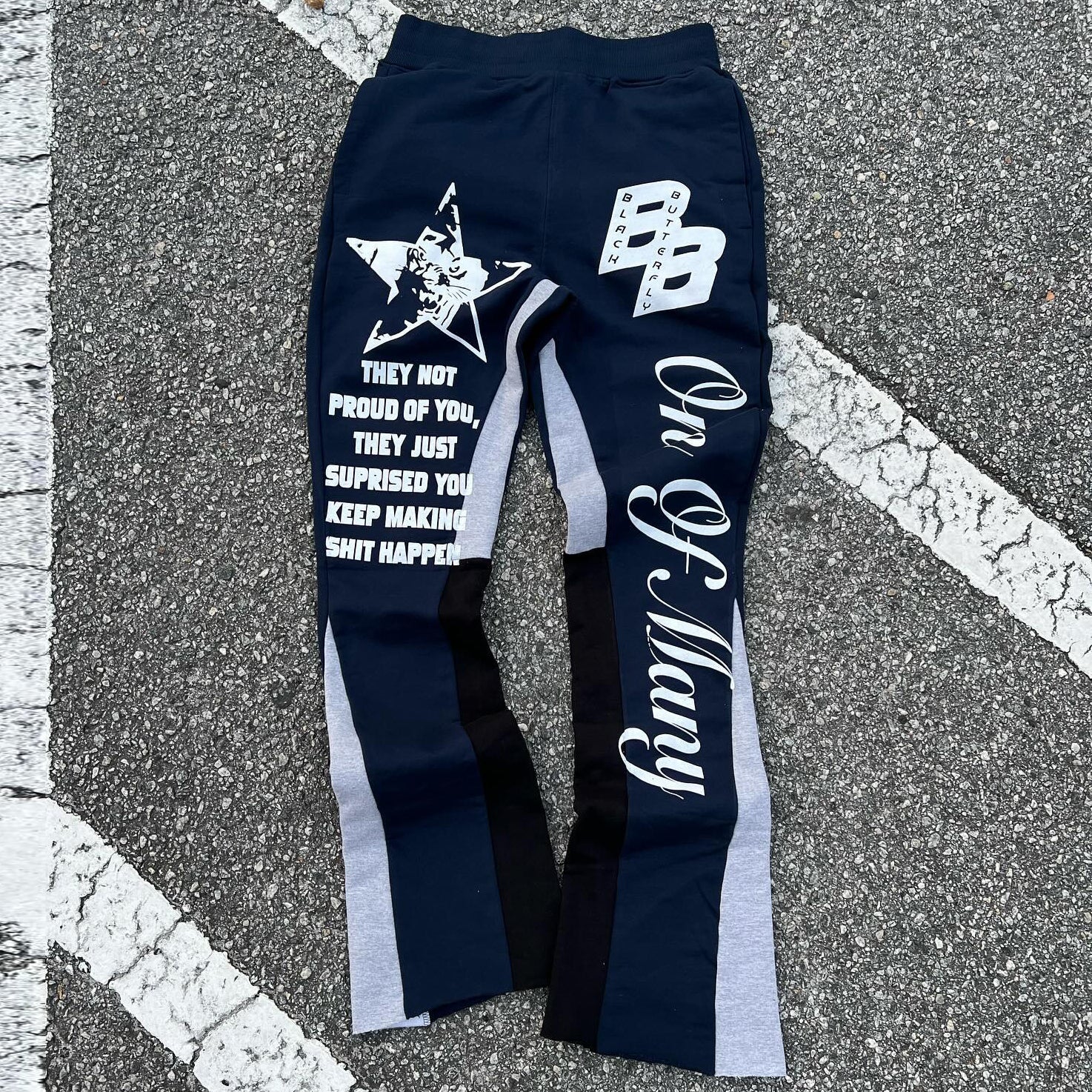 Stylish Contrasting Printed Letter Sweatpants