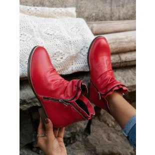 Yyvonne Autumn And Winter New Round Head And Double Zipper Short Boots Woman Martin Boots Woman Large Size Woman