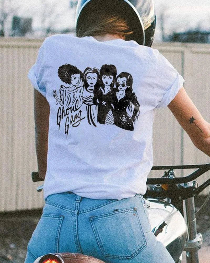 Women's Ghoul Gang Printed Casual Women T-shirt