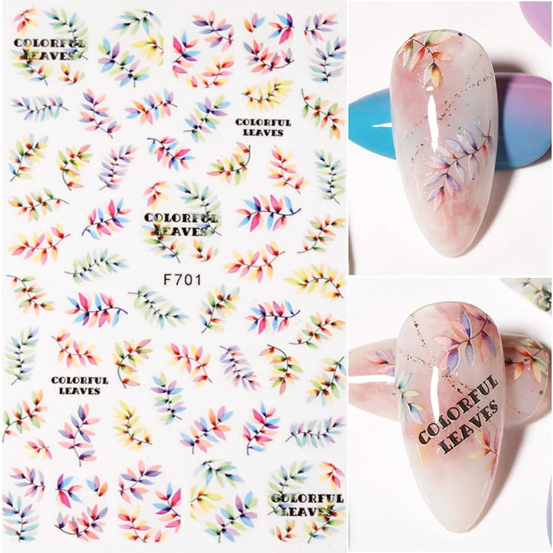 1PC Abstract Face Pattern 3D Nail Stickers Summer Autumn Lady Image Flower Leaves Sliders Decals For Nails Decoration Manicures