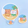 8PCS Summer Outdoor Cute Cartoon Portable Soft Fabric Round Folding Fan Kids Back to School Stationery Gift