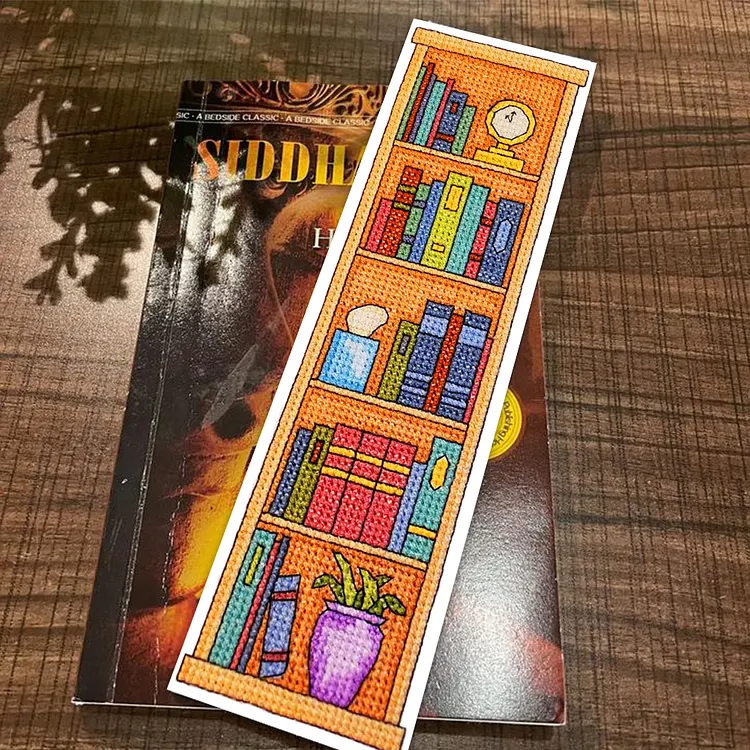 Yishu Brand】Bookmark - Bookshelf 11CT Stamped Cross Stitch 18*6CM