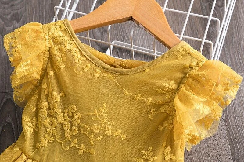 Kids Dresses For Girls Floral Lace Princess Dress Sleeveless Birthday Xmas Clothes Mesh Tutu Dress Girls 3-8Yrs Casual Clothing