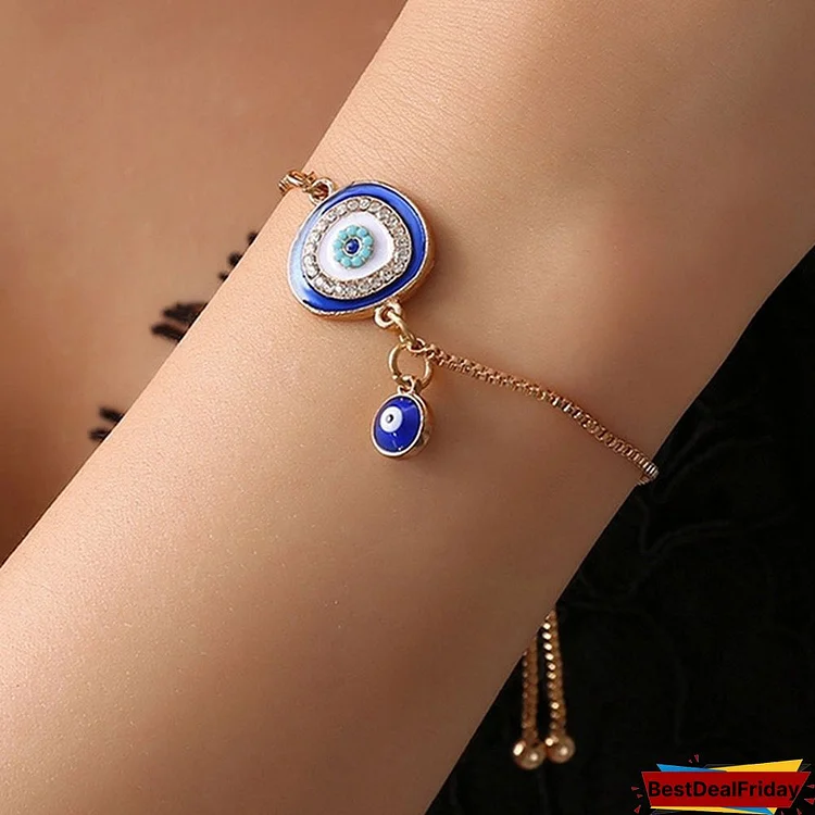 Personality Turkish Blue Evil Eye Crystal Charm Bracelet Charm Trendy Adjustable Bracelets & Bangles For Woman Jewelry Gift