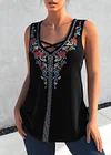 Plus Size Floral Print Cross Strap Casual Tank Top
