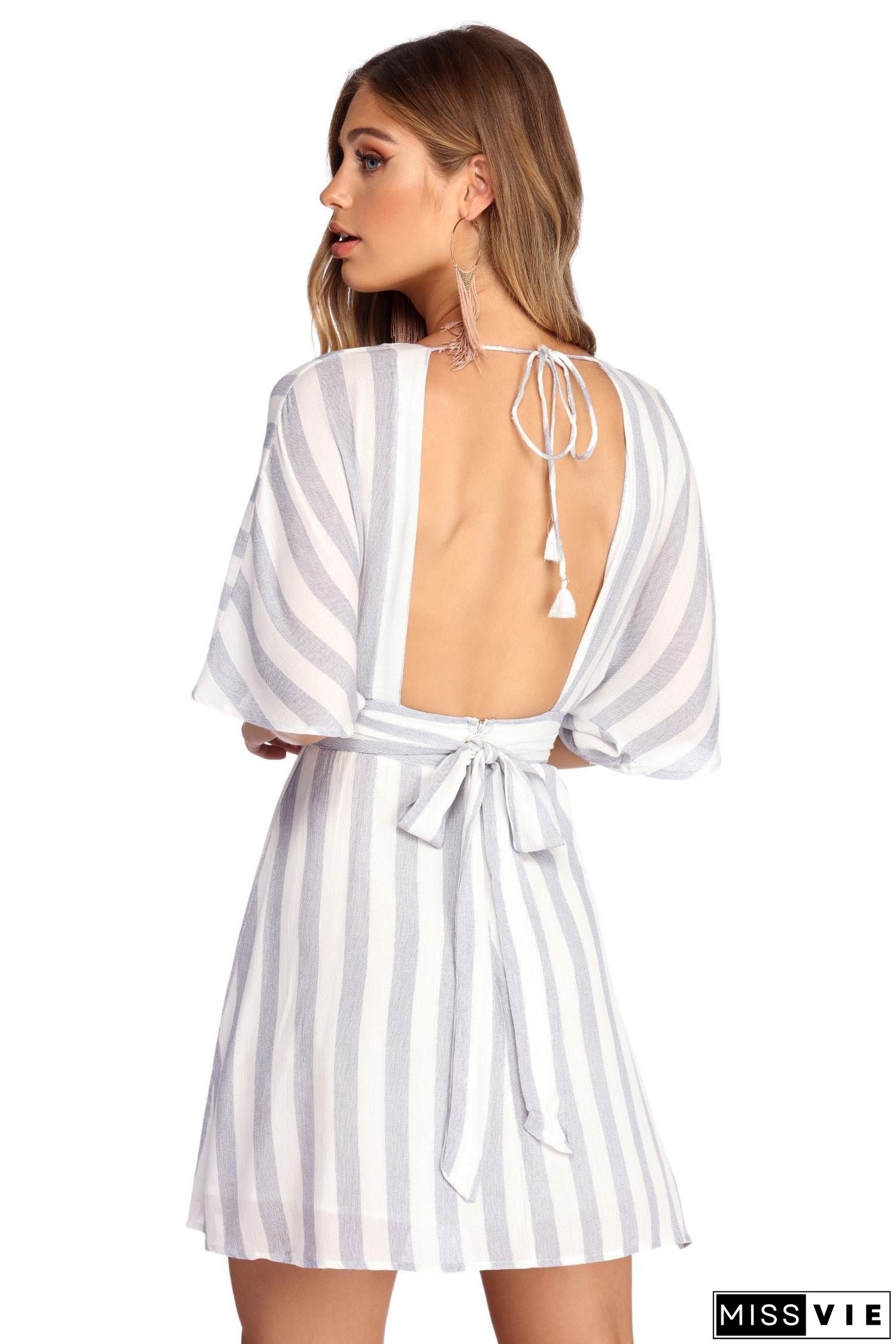 Buttoned Up Stylish In Stripes Dress