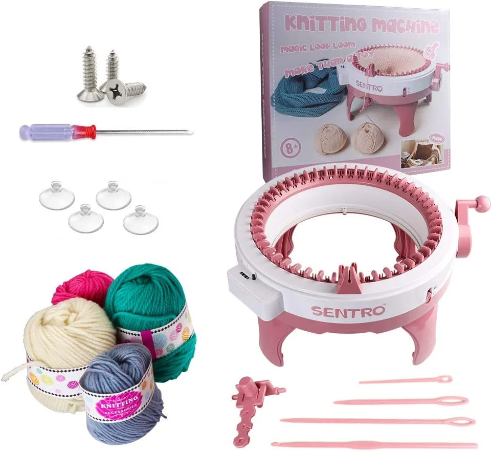 Sentro Knitting Machines, 48 Needles Crochet Machines with Row Counter, Smart Knitting Round Loom for Adults/Kids, Knitting Board Rotating Double Knit Loom Machine Kits