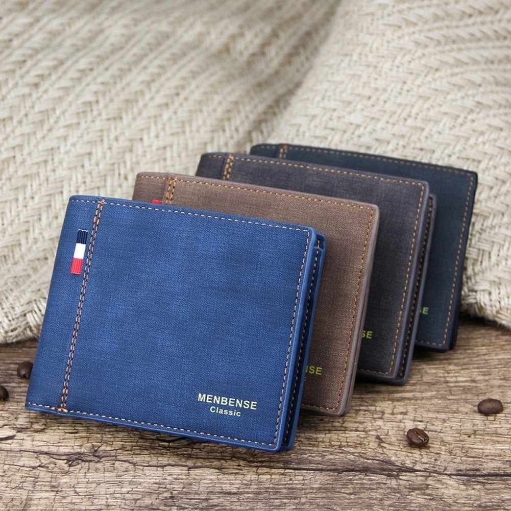 Men&#39;s Wallet Money Bag Solid Color Leather Business Short Wallet Famous Vintage Male Wallets Purse US Mall Lifes