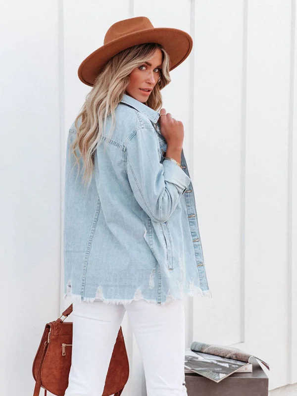 The Tuscon Raw Hem Denim  Shirt-Jacket