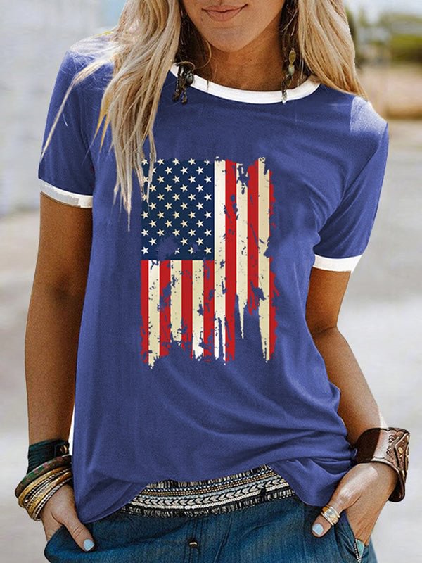 Women's American Flag Print Short Sleeve T-shirts