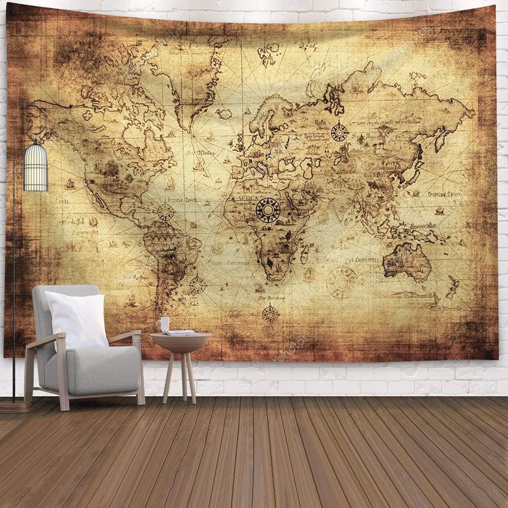 World Map 3D Print Polyester Geometric Wall Hanging Tapestry Decor Oil Painting Beach Towel Sleeping Pad Yoga Blanket Mat
