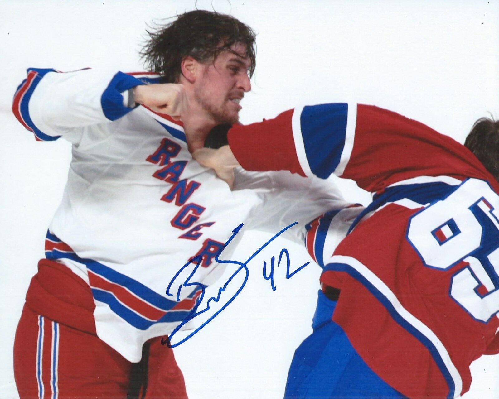 Brendan Smith Signed 8x10 Fight Photo Poster painting New York Rangers Autographed COA