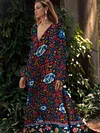 Floral Printed Empire Long Sleeves Maxi Dress