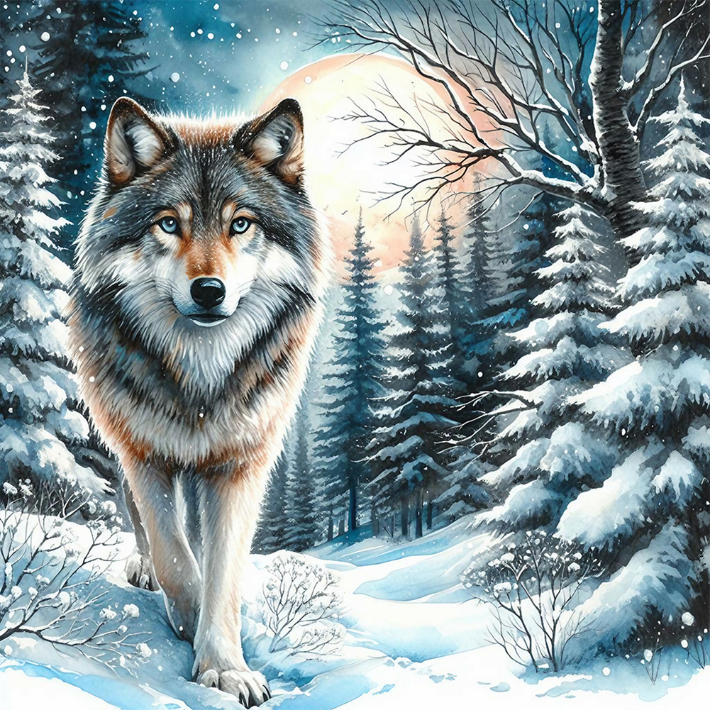 Snow Wolf 30*30CM (Canvas) Full Round Drill Diamond Painting gbfke