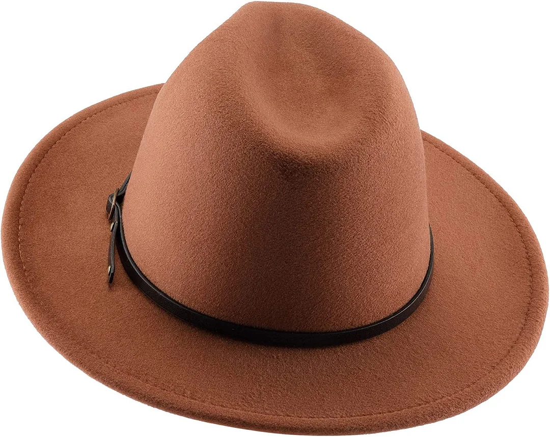 Two Tone Red Bottom Wide Brim Wool Felt Fedora Hat 