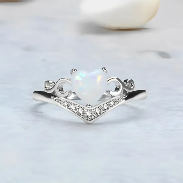 S925 Matching Mother Daughter Love Crown Opal Ring