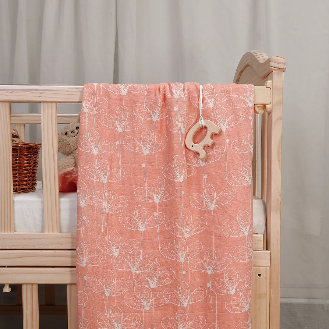 Egmao Baby Bamboo Muslin Swaddle Blanket - Red Dandelion