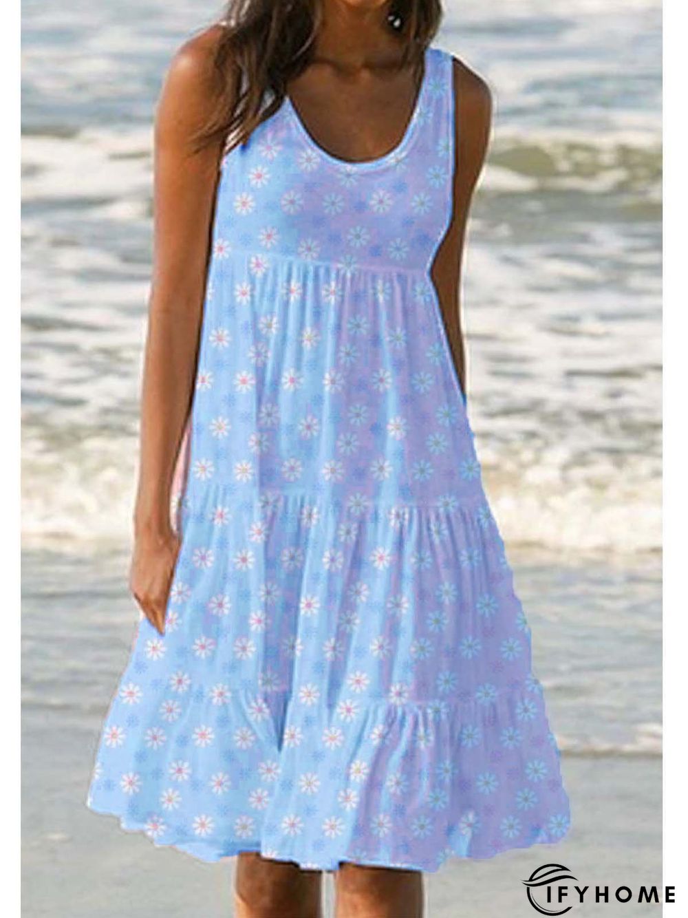 Sleeveless Holiday Cotton-Blend Knitting Dress | IFYHOME