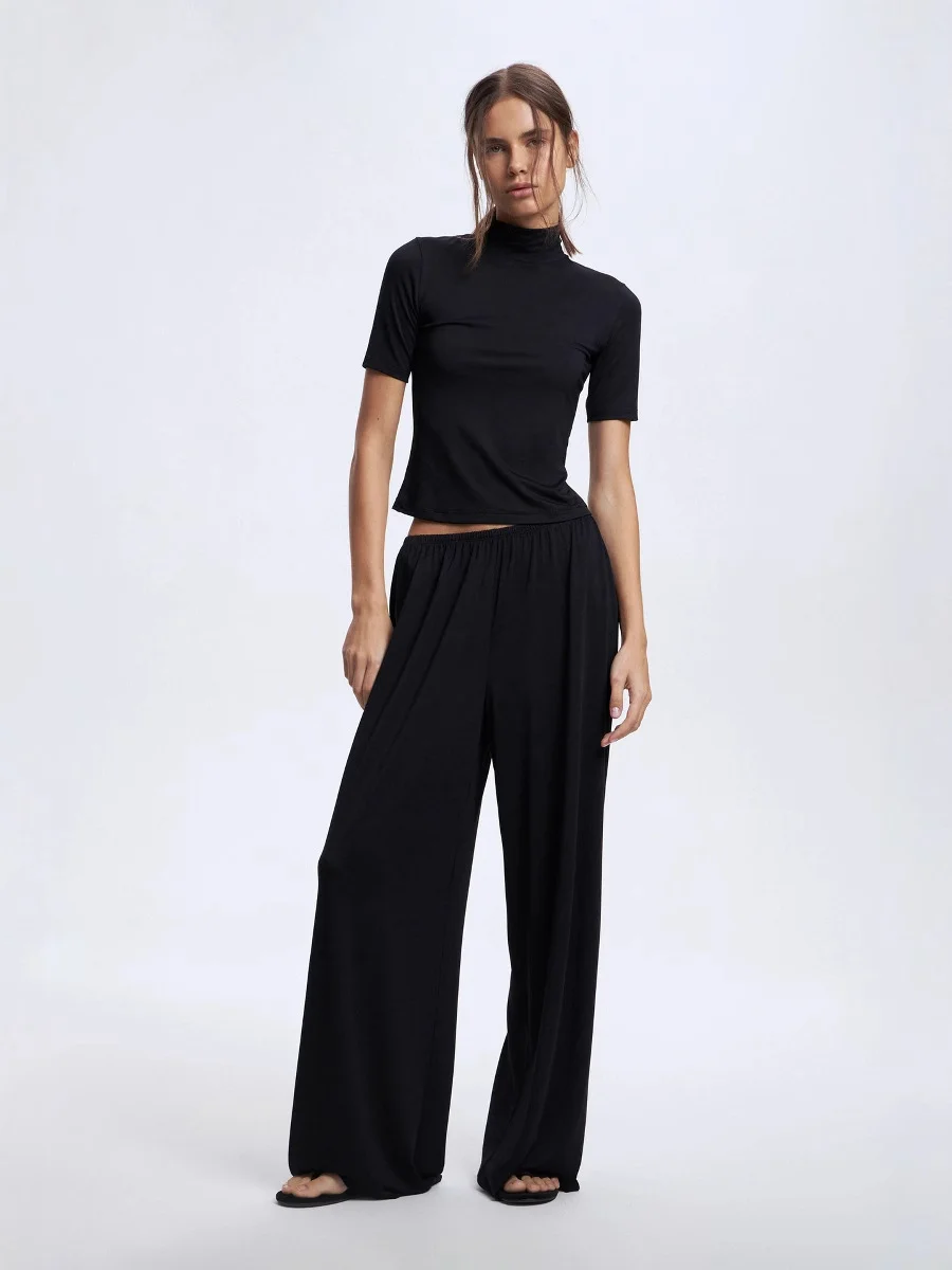 Athvotar Athvotar 2025 New Modeler Set Women's Soft Comfortable Round-Neck Short-Sleeved Blouse + Trousers