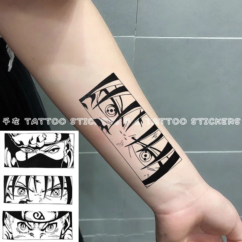 Anime Kakashi Uchiha Sasuke Uzumaki Waterproof Men and Women Durable Simulation Flower Arm Temporary Fake Tattoo Stickers