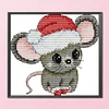 Santa Hat Mouse - 14CT Stamped Cross Stitch 16*15cm/6.3*5.91in(Brand)