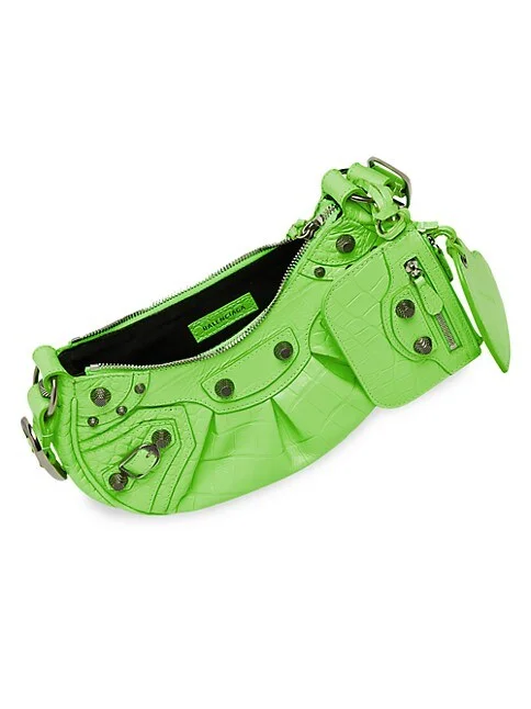 Balenciaga Le Cagole XS Shoulder Bag Crocodile Embossed