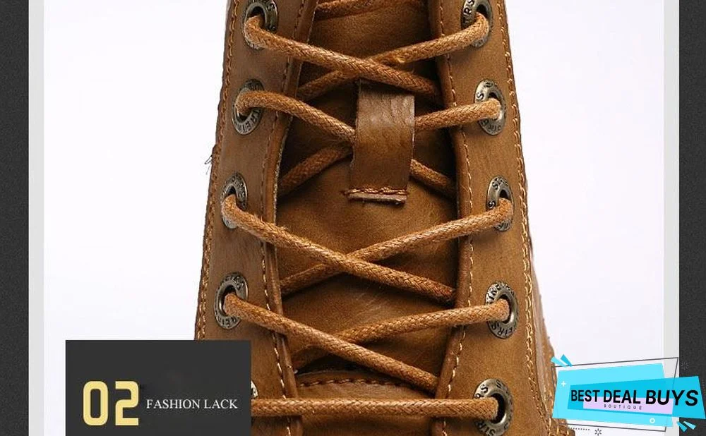 Men Genuine Leather Winter Snow Fashion Boots Pointed Toe Mid-Calf Boots For Men Ankle Non-Slip Shoes