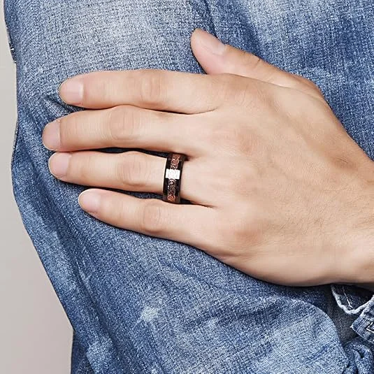 6MM 8MM 10MM Black with Rose Gold Tungsten Celtic Dragon Knot with Resin Inlay and Rose Gold Inside Tone Rings