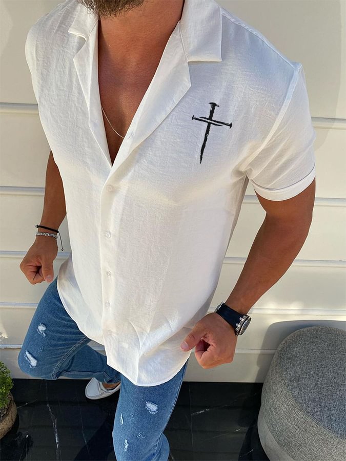Men’s Casual Solid White Shirts