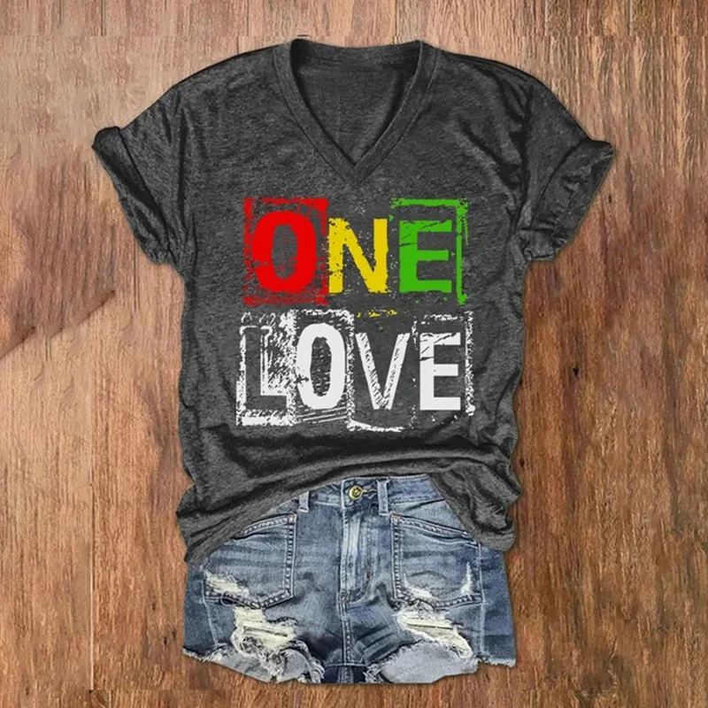 Reggae Music One Love Printed T-Shirt
