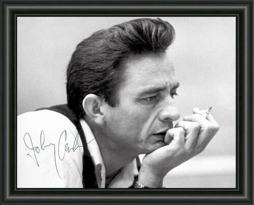 JOHNNY CASH SIGNED - COUNTRY SINGER - A4 AUTOGRAPHED Photo Poster painting POSTER -  POSTAGE