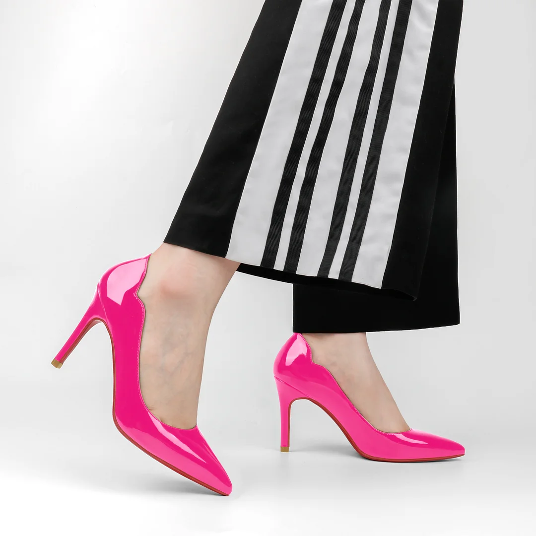 90mm Women's Pointed Toe Kitten Heels Hot Chick Red Bottom Stiletto Pumps for Wedding-MERUMOTE