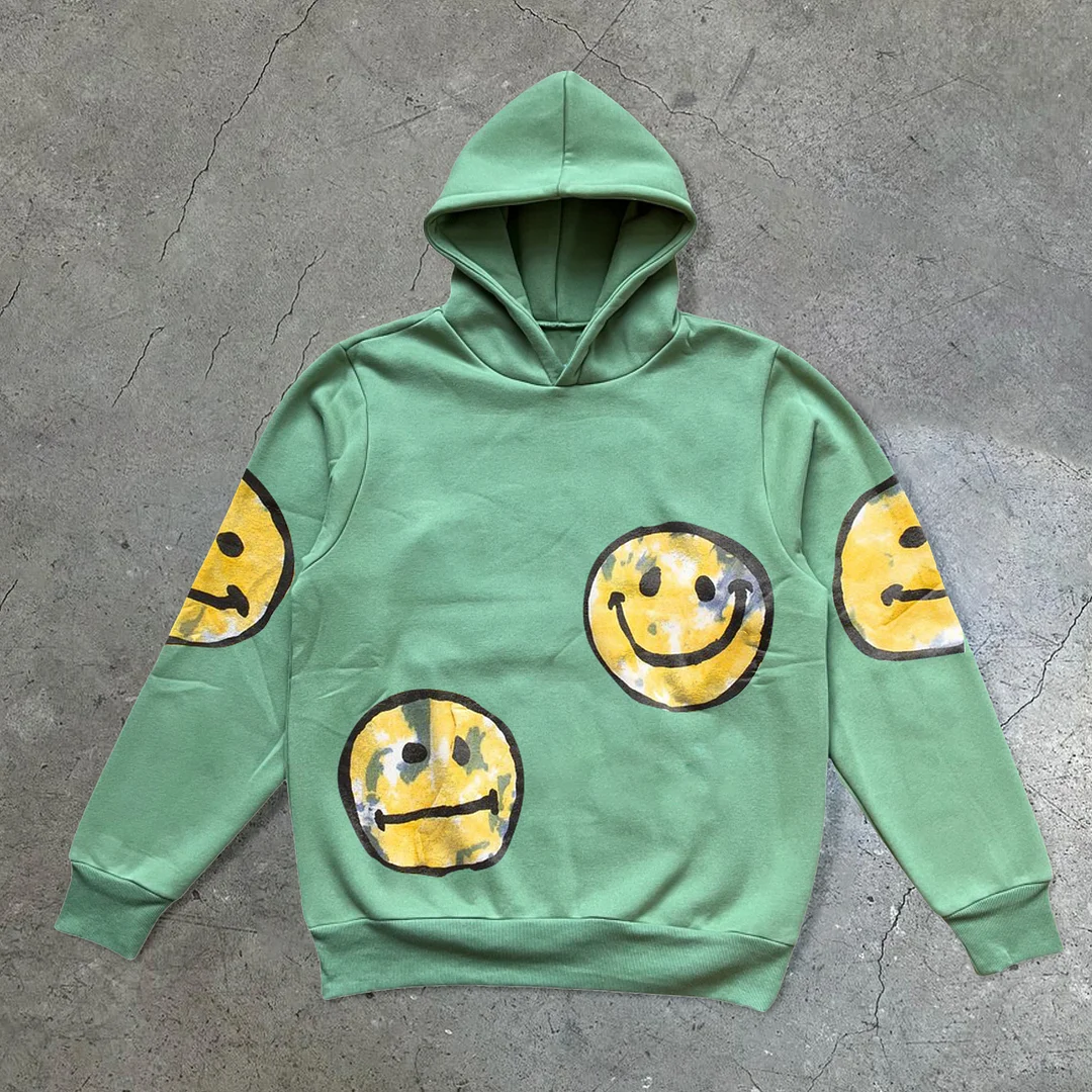 Trendy brand smiley face print street hoodie