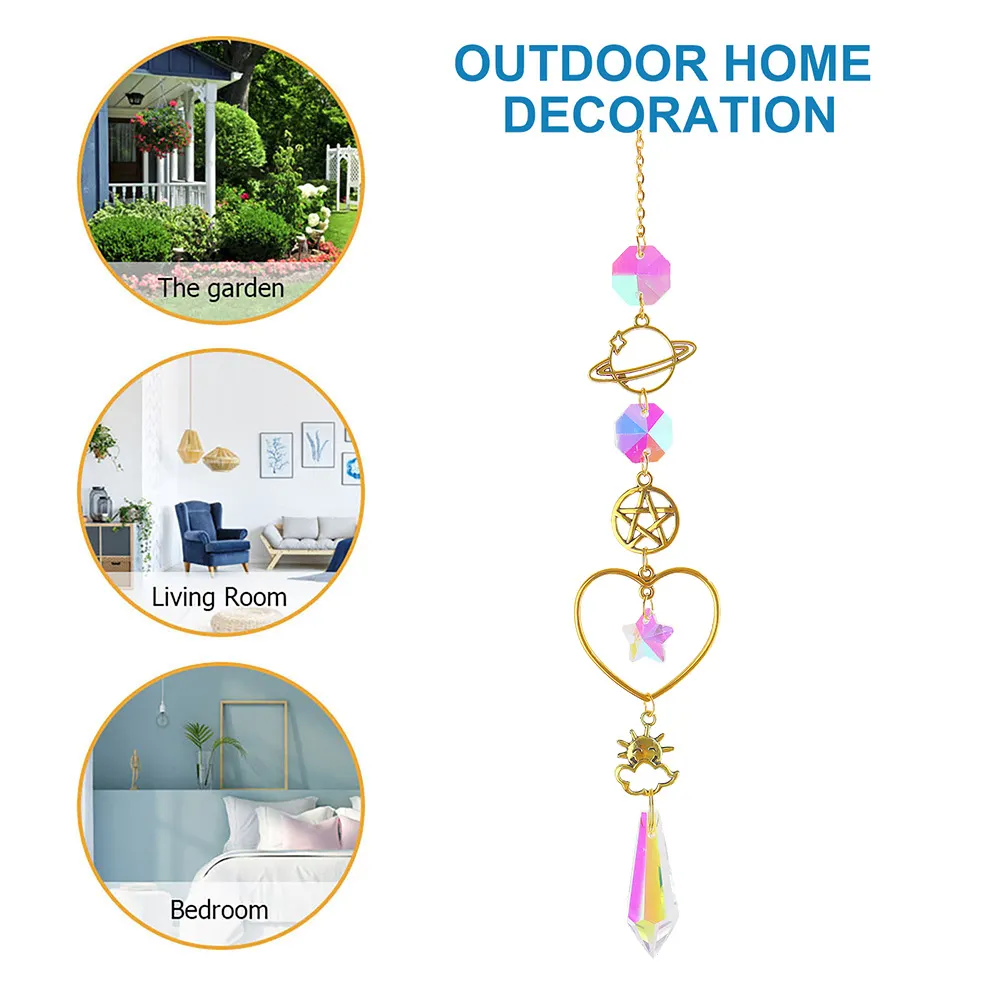Star Crystal Chandelier Prism Wind Chimes Curtain Home Garden Pendants (C)
