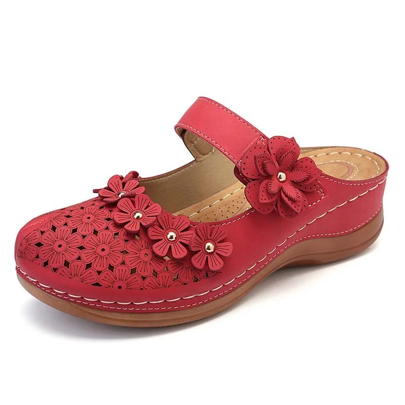 Women Sandals Slip On Summer Sandals For Women Wedges Shoes Retro Heels Sandals Flowers Platform Summer Shoes Sandalias Mujer