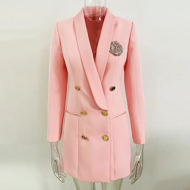 Nigikala Nigikala Star New Coat Dress Fashion Double-Dbutled Buckle Of The Verted-Faced Green Fruit Collar Long-Term Suit Dress