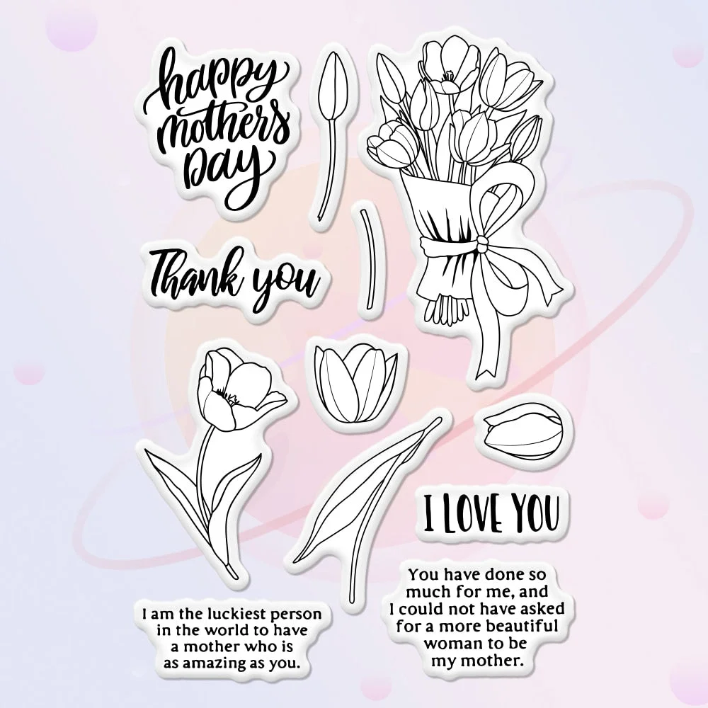 Flowers Tulip Cutting Dies Clear Stamp Mother's Day Gifts DIY Scrapbooking Cut Dies Stamps For Paper Cards Making Stecil Decor