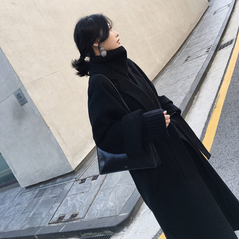 Aiertu brown puffer jacket outfit Style Woolen Coat Women's Mid-Length Autumn and Winter Korean Style Popular Double-Sided Thick Woolen Coat aiertu