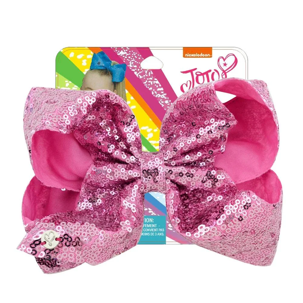 8" Sequin Rainbow JoJo siwa Bow With Hair Clip For Girls Kids Handmade Boutique Knot Jumbo Hair Bow Hairgrips Hair Accessories