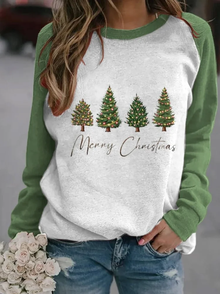 Wearshes Illuminated Christmas Tree Print Sweatshirt
