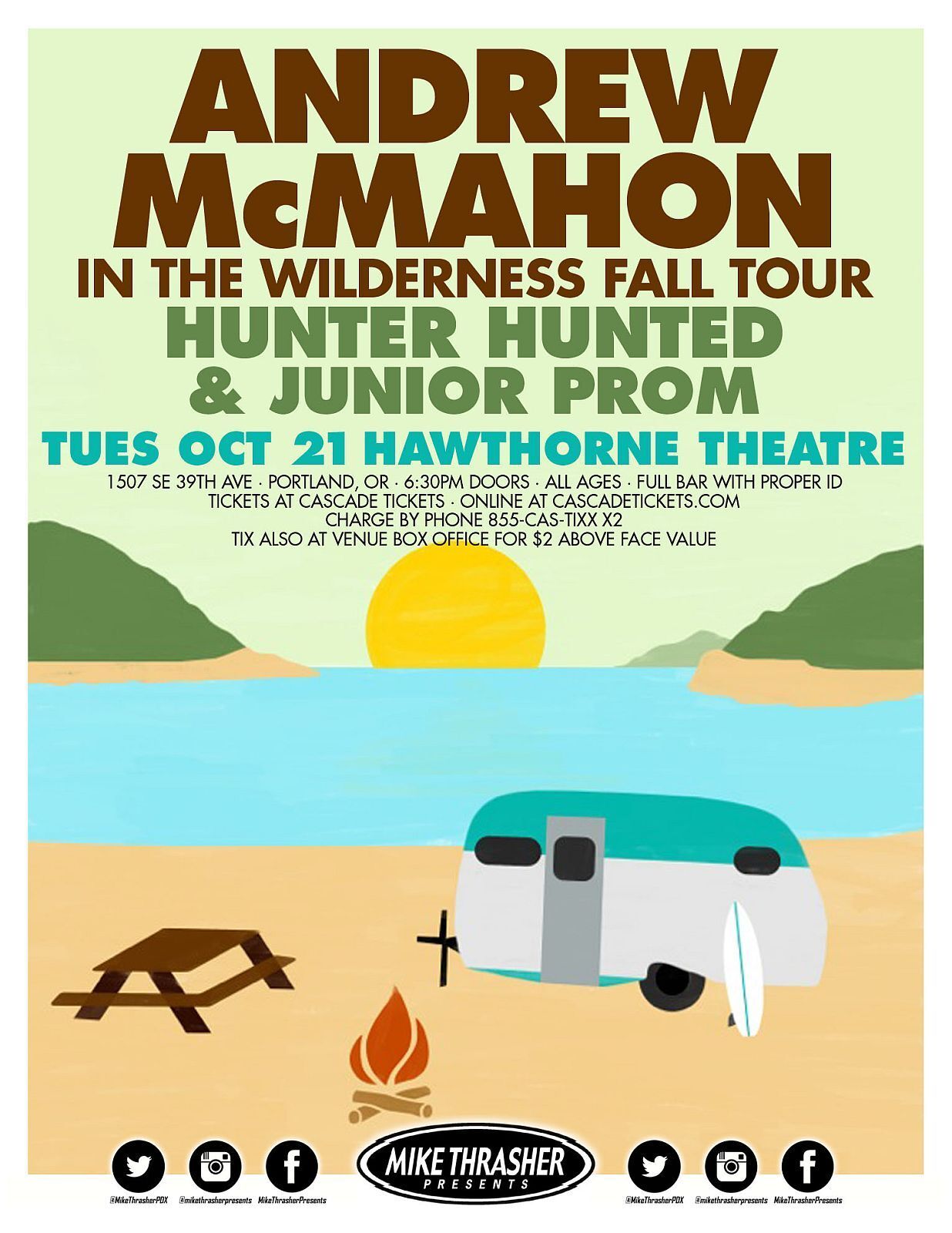 ANDREW McMAHON 2014 Gig POSTER Jack’s Mannequin Portland Oregon Concert