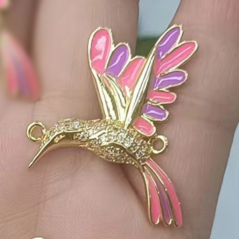 1 Pc/Package Copper Zircon 18K Gold Plated Bird Polished Connectors Jewelry Accessories