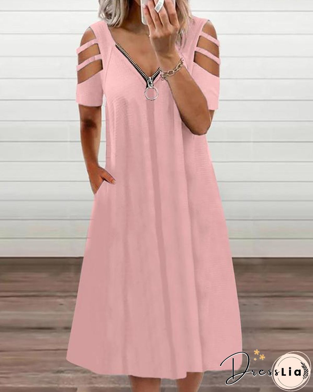 Women's Off-the-shoulder Zipper Dress